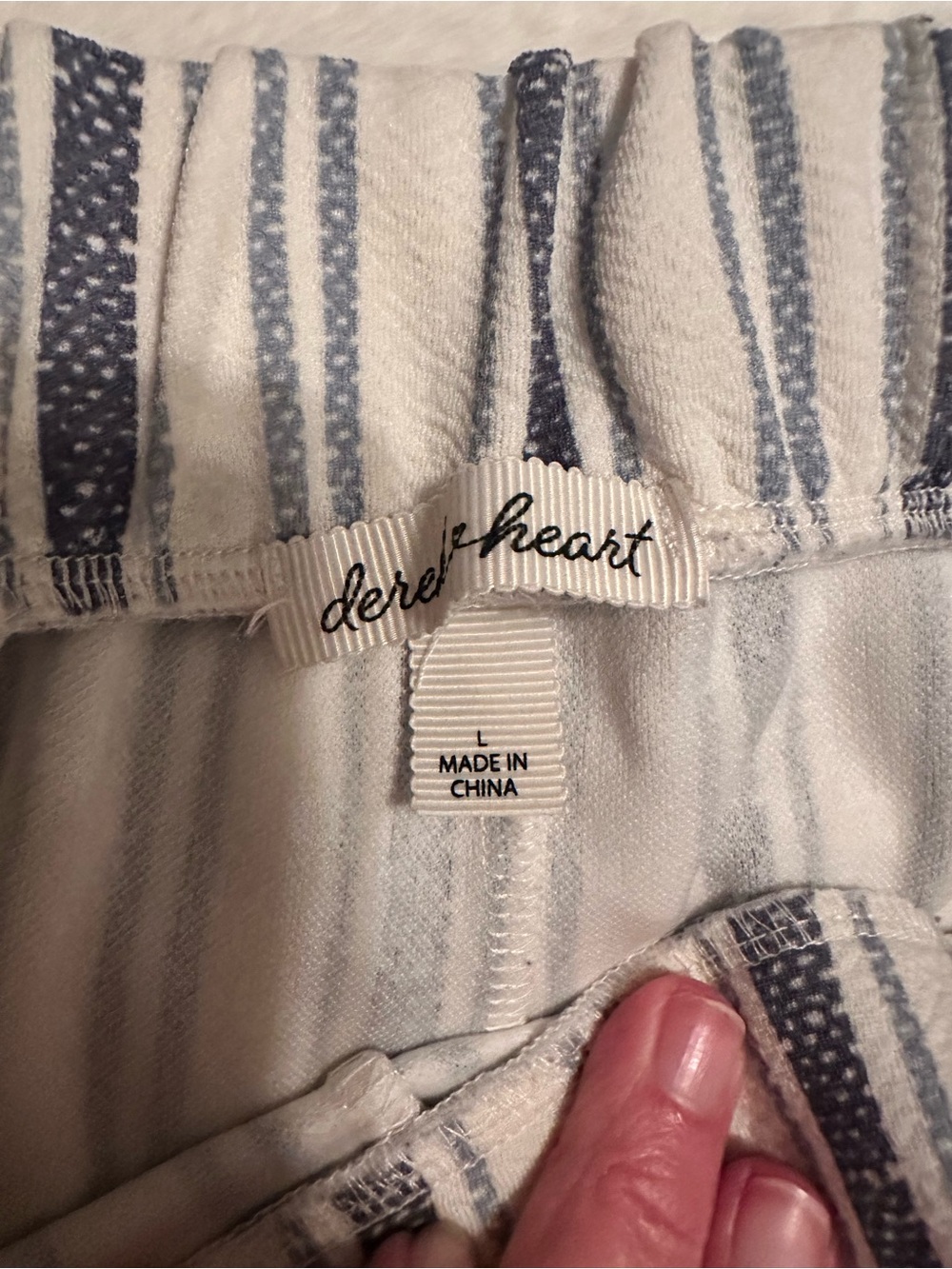 Derek Heart Navy and White Vertical Stripe Drawstring Chinos - Picture 3 of 3